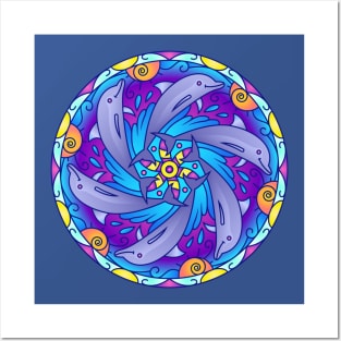 Dolphin Design Sea Life Mandala Pattern Design Posters and Art